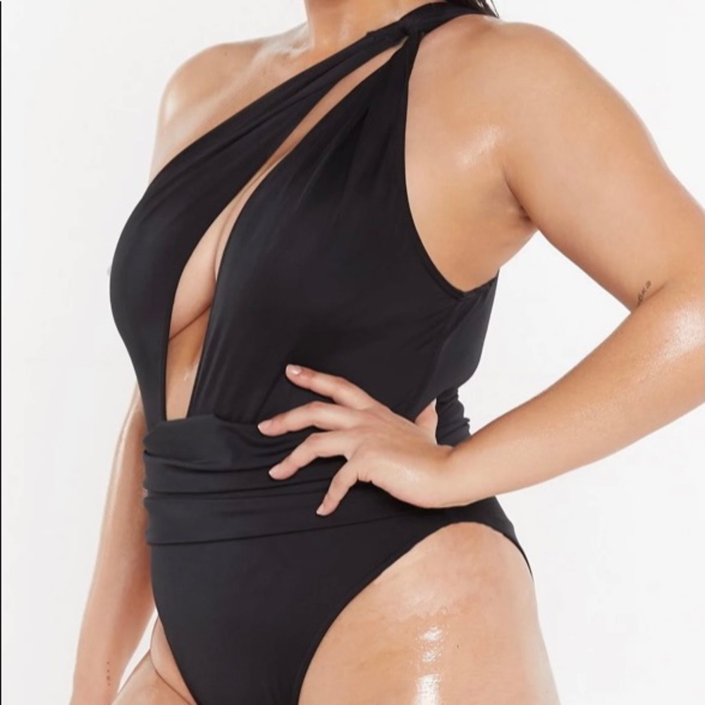 Nasty Gal one shoulder high leg swimsuit